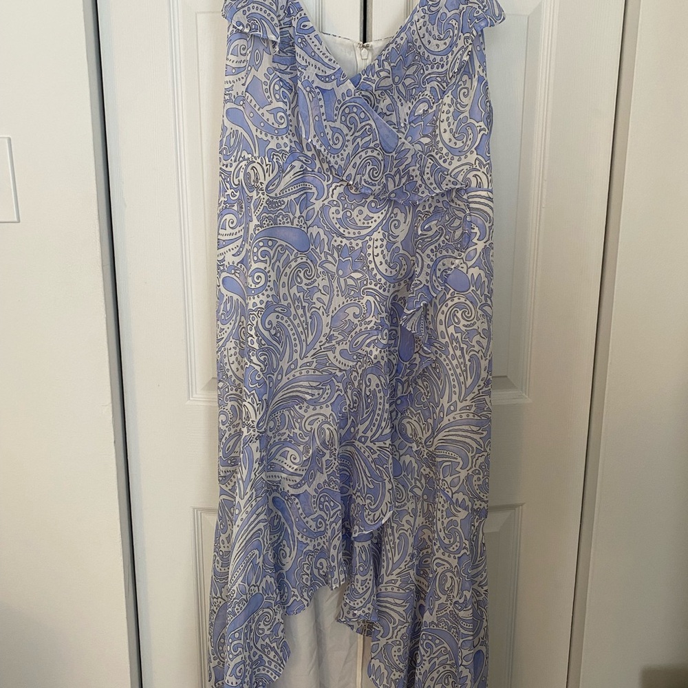 Blue Asymmetrical Ruched Sundress